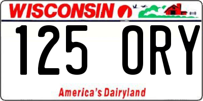 WI license plate 125ORY