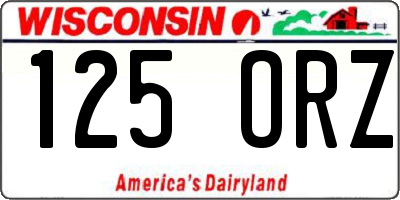 WI license plate 125ORZ