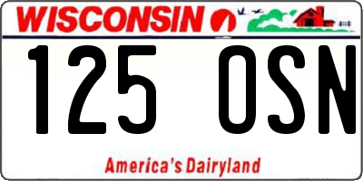 WI license plate 125OSN