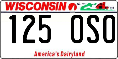 WI license plate 125OSO
