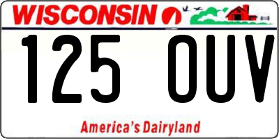 WI license plate 125OUV
