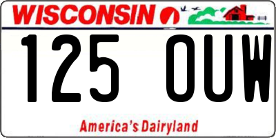 WI license plate 125OUW