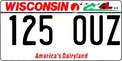 WI license plate 125OUZ