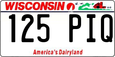 WI license plate 125PIQ