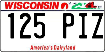 WI license plate 125PIZ
