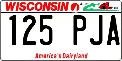 WI license plate 125PJA