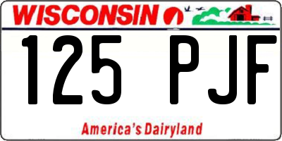 WI license plate 125PJF