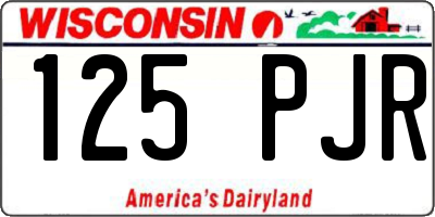 WI license plate 125PJR