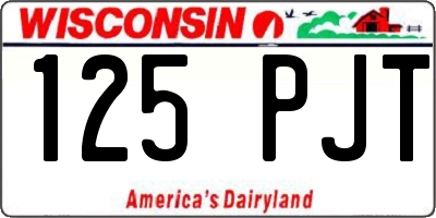 WI license plate 125PJT