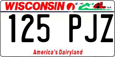 WI license plate 125PJZ