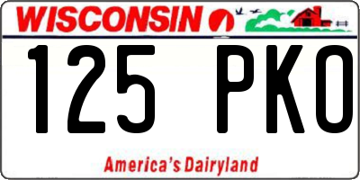 WI license plate 125PKO