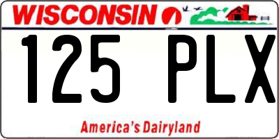 WI license plate 125PLX