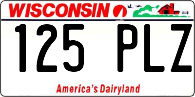 WI license plate 125PLZ