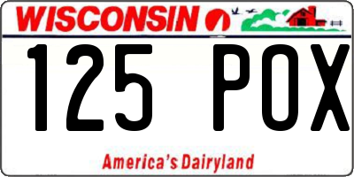 WI license plate 125POX