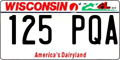 WI license plate 125PQA
