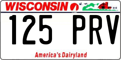 WI license plate 125PRV