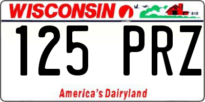 WI license plate 125PRZ