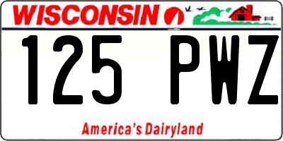 WI license plate 125PWZ