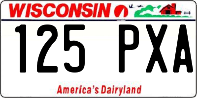 WI license plate 125PXA
