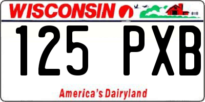 WI license plate 125PXB