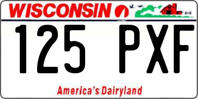 WI license plate 125PXF