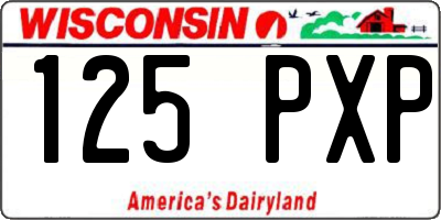 WI license plate 125PXP