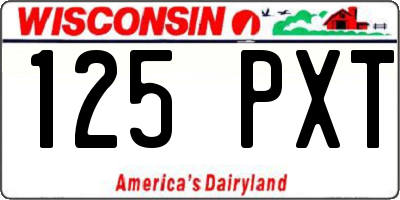 WI license plate 125PXT
