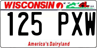 WI license plate 125PXW