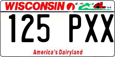WI license plate 125PXX