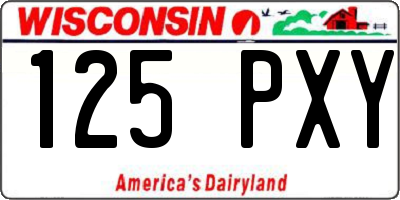 WI license plate 125PXY