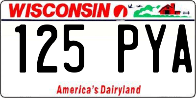 WI license plate 125PYA