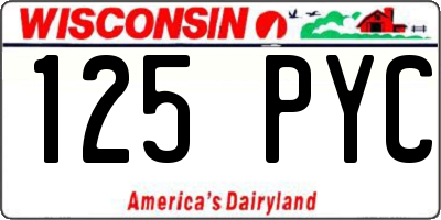 WI license plate 125PYC