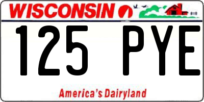 WI license plate 125PYE