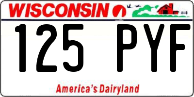WI license plate 125PYF