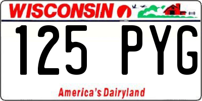 WI license plate 125PYG