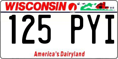 WI license plate 125PYI