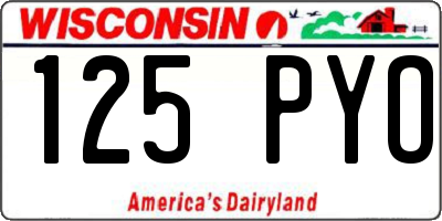 WI license plate 125PYO