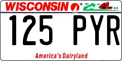WI license plate 125PYR