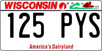 WI license plate 125PYS