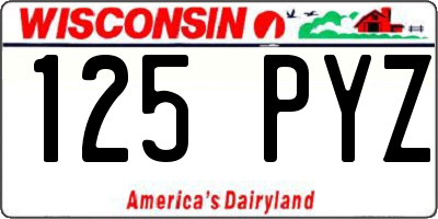 WI license plate 125PYZ