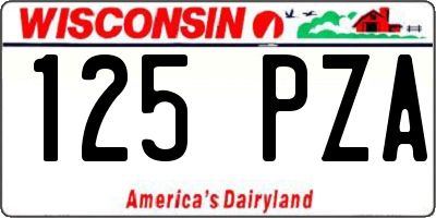 WI license plate 125PZA