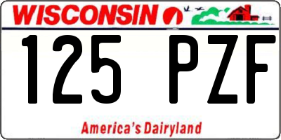 WI license plate 125PZF