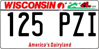 WI license plate 125PZI