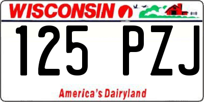 WI license plate 125PZJ