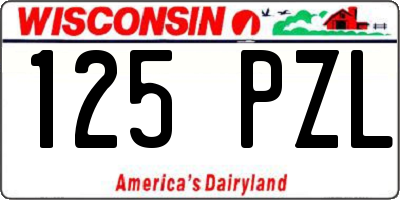 WI license plate 125PZL