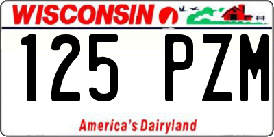 WI license plate 125PZM