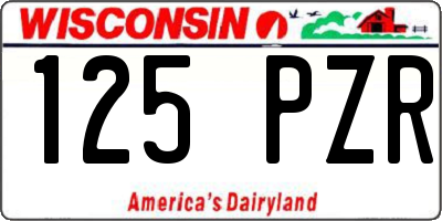 WI license plate 125PZR