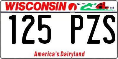 WI license plate 125PZS