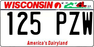 WI license plate 125PZW