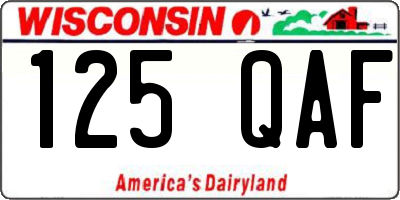 WI license plate 125QAF
